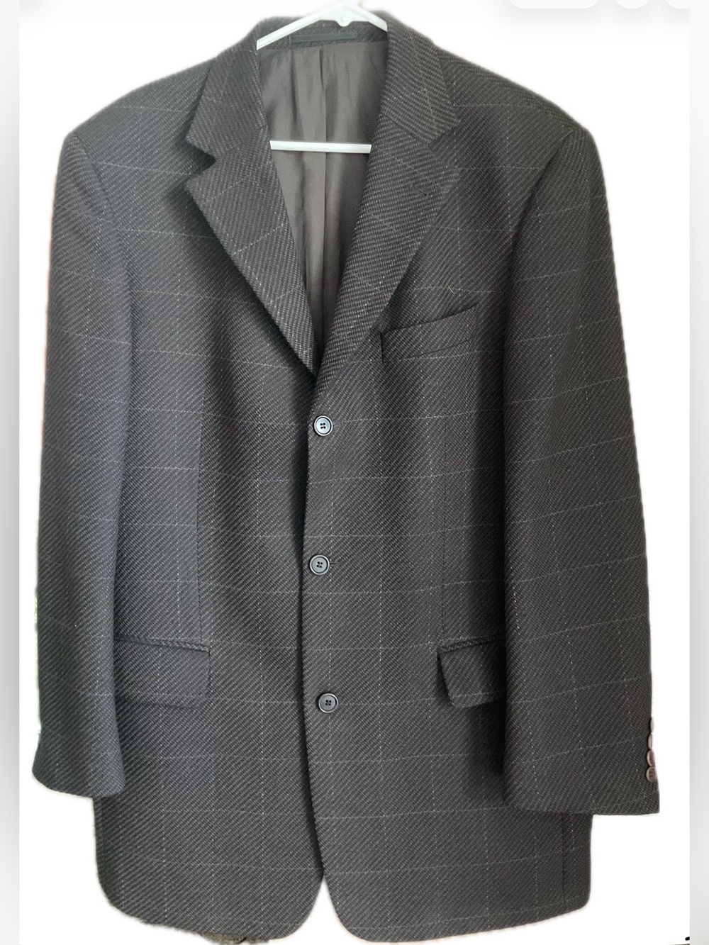 BOSS “Da Vinci “ Black /Brown Wool 3 Button Plaid Windowpane Sport Coat Blazer